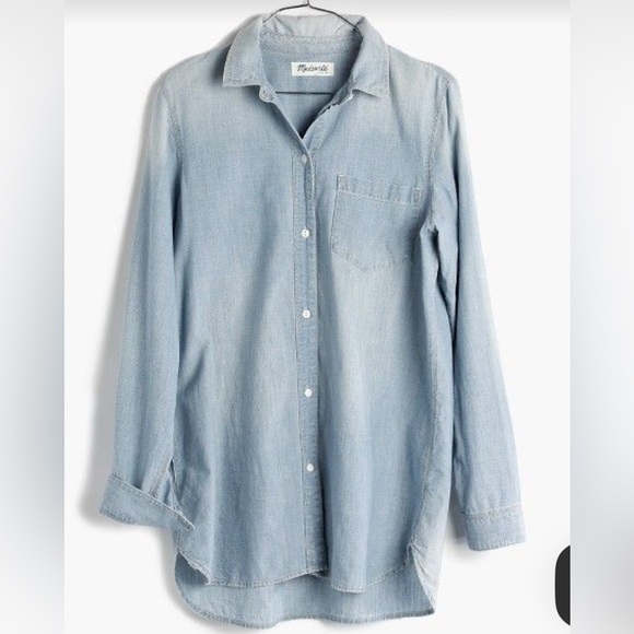 Madewell Chambray Ex-Boyfriend Shirt in Buckley Wash, Medium - Picture 6 of 6